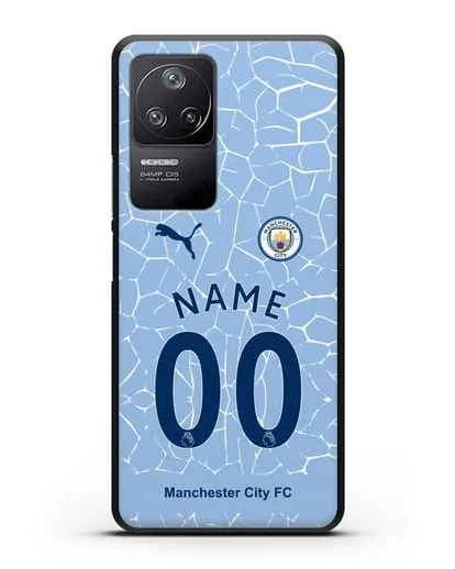 Именной чехол ФК Манчестер Сити с фамилией и номером (сезон 2020-2021) домашняя форма силиконовый для Xiaomi Poco F4
