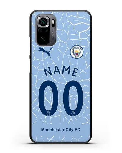 Именной чехол ФК Манчестер Сити с фамилией и номером (сезон 2020-2021) домашняя форма силиконовый для Xiaomi Poco M5s