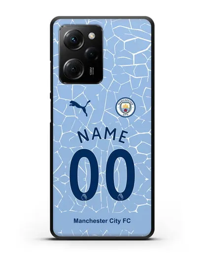 Именной чехол ФК Манчестер Сити с фамилией и номером (сезон 2020-2021) домашняя форма силиконовый для Xiaomi Poco X5 Pro