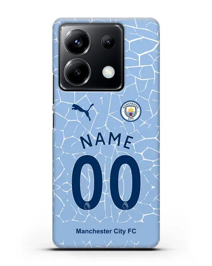Именной чехол ФК Манчестер Сити с фамилией и номером (сезон 2020-2021) домашняя форма силиконовый для Xiaomi Poco X6