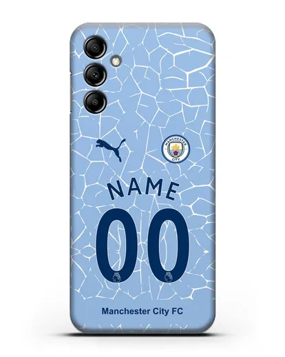 Именной чехол ФК Манчестер Сити с фамилией и номером (сезон 2020-2021) домашняя форма силиконовый для Samsung Galaxy A14 [SM-A145]