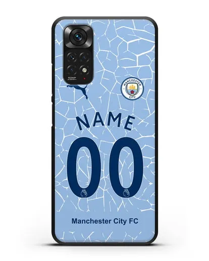 Именной чехол ФК Манчестер Сити с фамилией и номером (сезон 2020-2021) домашняя форма силиконовый для Xiaomi Redmi Note 11S