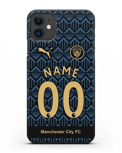 Именной чехол ФК Манчестер Сити с фамилией и номером (сезон 2020-2021) гостевая форма силиконовый для iPhone 11