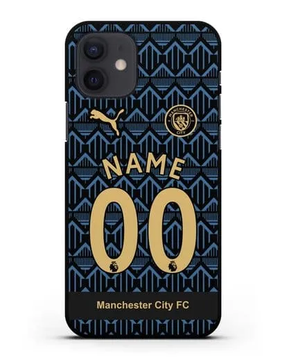 Именной чехол ФК Манчестер Сити с фамилией и номером (сезон 2020-2021) гостевая форма силиконовый для iPhone 12