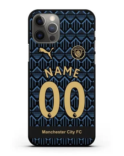 Именной чехол ФК Манчестер Сити с фамилией и номером (сезон 2020-2021) гостевая форма силиконовый для iPhone 12 Pro