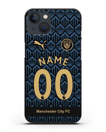 Именной чехол ФК Манчестер Сити с фамилией и номером (сезон 2020-2021) гостевая форма силиконовый для iPhone 13 Mini