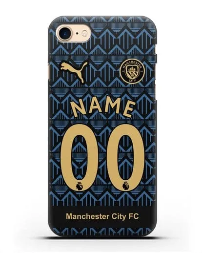Именной чехол ФК Манчестер Сити с фамилией и номером (сезон 2020-2021) гостевая форма силиконовый для iPhone 8