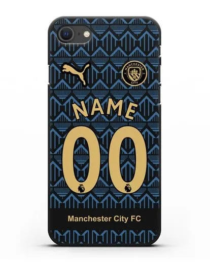 Именной чехол ФК Манчестер Сити с фамилией и номером (сезон 2020-2021) гостевая форма силиконовый для iPhone SE 2020