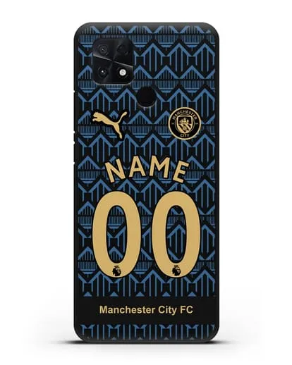 Именной чехол ФК Манчестер Сити с фамилией и номером (сезон 2020-2021) гостевая форма силиконовый для Xiaomi Poco C40