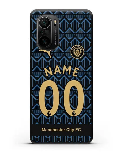 Именной чехол ФК Манчестер Сити с фамилией и номером (сезон 2020-2021) гостевая форма силиконовый для Xiaomi Poco F3