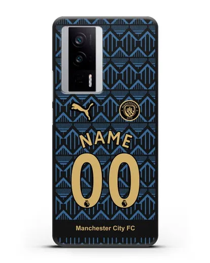 Именной чехол ФК Манчестер Сити с фамилией и номером (сезон 2020-2021) гостевая форма силиконовый для Xiaomi Poco F5 Pro