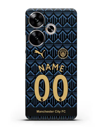 Именной чехол ФК Манчестер Сити с фамилией и номером (сезон 2020-2021) гостевая форма силиконовый для Xiaomi Poco F6