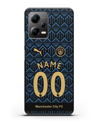 Именной чехол ФК Манчестер Сити с фамилией и номером (сезон 2020-2021) гостевая форма силиконовый для Xiaomi Poco X5