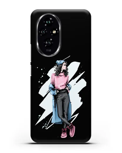 Чехол Девушка брюнетка в уггах и пальто силиконовый для Honor 200