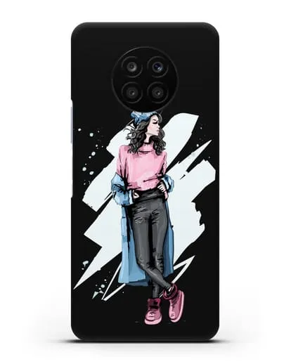 Чехол Девушка брюнетка в уггах и пальто силиконовый для Honor 50 lite