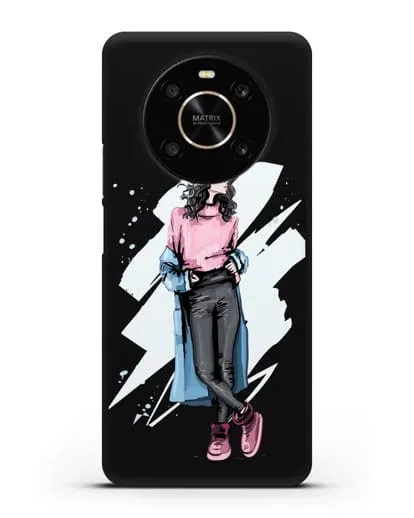 Чехол Девушка брюнетка в уггах и пальто силиконовый для Honor X9