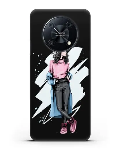 Чехол Девушка брюнетка в уггах и пальто силиконовый для Huawei Nova Y90