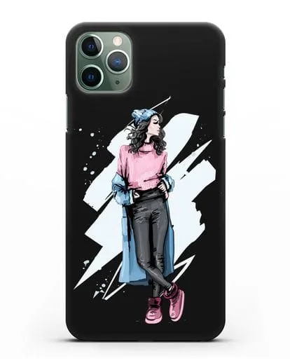 Чехол Девушка брюнетка в уггах и пальто силиконовый для iPhone 11 Pro Max