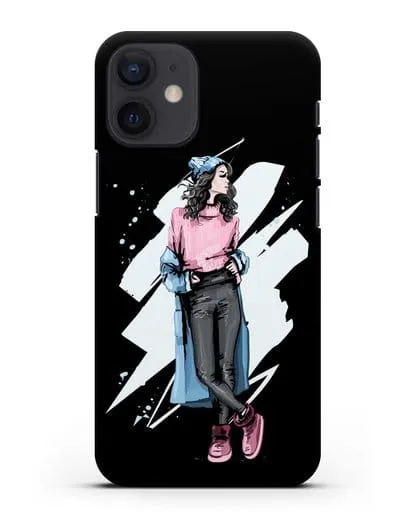 Чехол Девушка брюнетка в уггах и пальто силиконовый для iPhone 12 mini