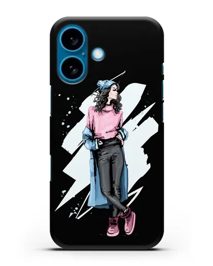 Чехол Девушка брюнетка в уггах и пальто силиконовый для iPhone 16