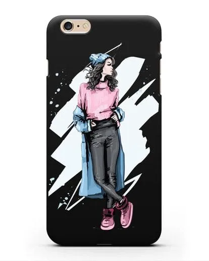 Чехол Девушка брюнетка в уггах и пальто силиконовый для iPhone 6s Plus