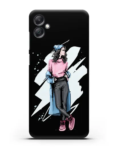 Чехол Девушка брюнетка в уггах и пальто силиконовый для Samsung Galaxy A05 [SM-A055]