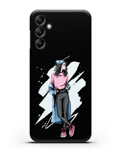 Чехол Девушка брюнетка в уггах и пальто силиконовый для Samsung Galaxy A14 [SM-A145]