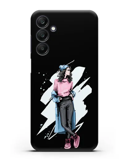 Чехол Девушка брюнетка в уггах и пальто силиконовый для Samsung Galaxy A25 [SM-A256]