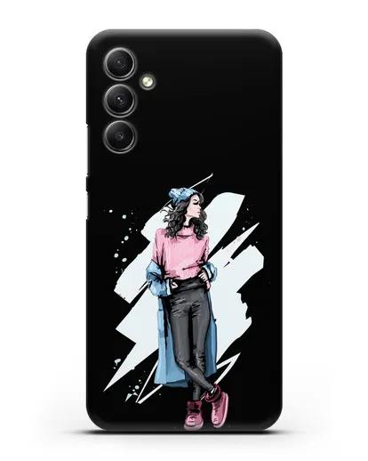 Чехол Девушка брюнетка в уггах и пальто силиконовый для Samsung Galaxy A34 [SM-A346]