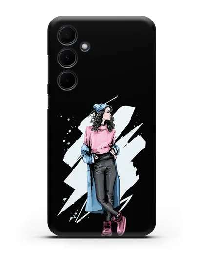Чехол Девушка брюнетка в уггах и пальто силиконовый для Samsung Galaxy A35 [SM-A356]