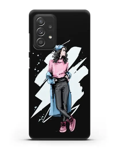 Чехол Девушка брюнетка в уггах и пальто силиконовый для Samsung Galaxy A53