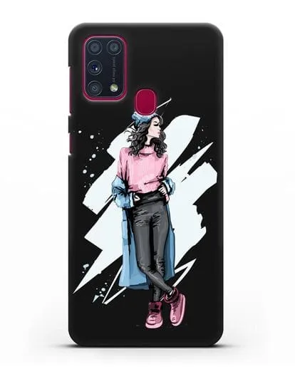 Чехол Девушка брюнетка в уггах и пальто силиконовый для Samsung Galaxy M31 [SM-M315F]