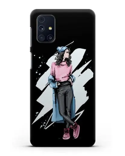 Чехол Девушка брюнетка в уггах и пальто силиконовый для Samsung Galaxy M31s [SM-M317F]