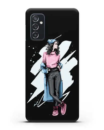 Чехол Девушка брюнетка в уггах и пальто силиконовый для Samsung Galaxy M52 [M526B]