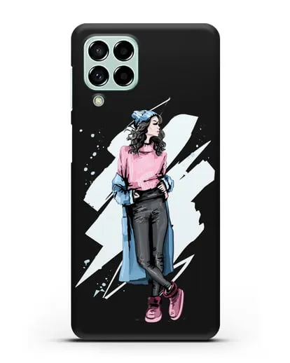 Чехол Девушка брюнетка в уггах и пальто силиконовый для Samsung Galaxy M53 [SM-M536]