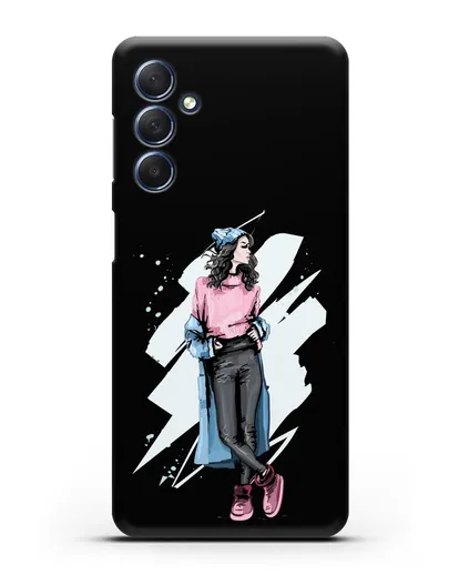 Чехол Девушка брюнетка в уггах и пальто силиконовый для Samsung Galaxy M54 [SM-M546]