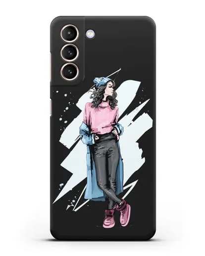 Чехол Девушка брюнетка в уггах и пальто силиконовый для Samsung Galaxy S21 FE [G990B]