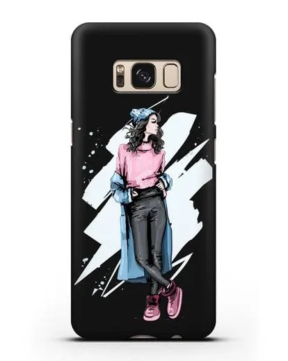 Чехол Девушка брюнетка в уггах и пальто силиконовый для Samsung Galaxy S8 Plus [SM-G955F]