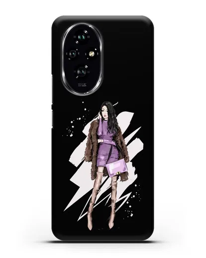 Чехол Девушка брюнетка в шубе силиконовый для Honor 200