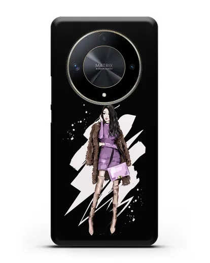 Чехол Девушка брюнетка в шубе силиконовый для Honor X9b