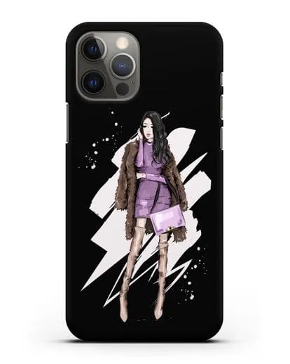 Чехол Девушка брюнетка в шубе силиконовый для iPhone 12 Pro