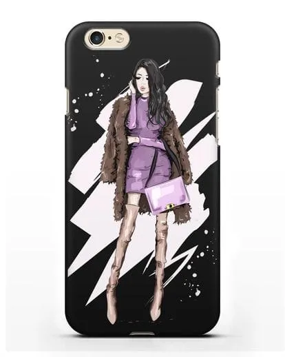 Чехол Девушка брюнетка в шубе силиконовый для iPhone 6