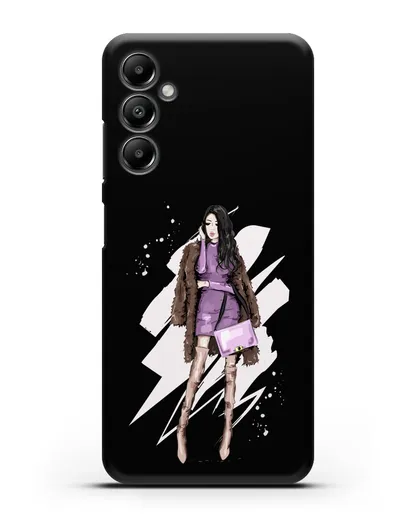 Чехол Девушка брюнетка в шубе силиконовый для Samsung Galaxy A05s [SM-A057]