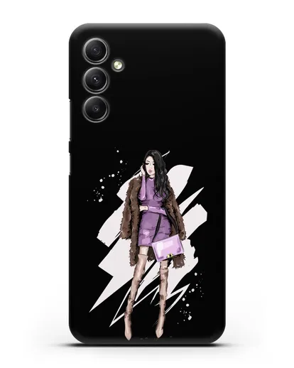 Чехол Девушка брюнетка в шубе силиконовый для Samsung Galaxy A34 [SM-A346]