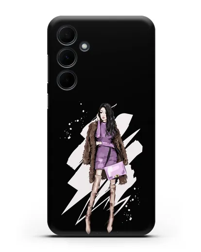 Чехол Девушка брюнетка в шубе силиконовый для Samsung Galaxy A35 [SM-A356]