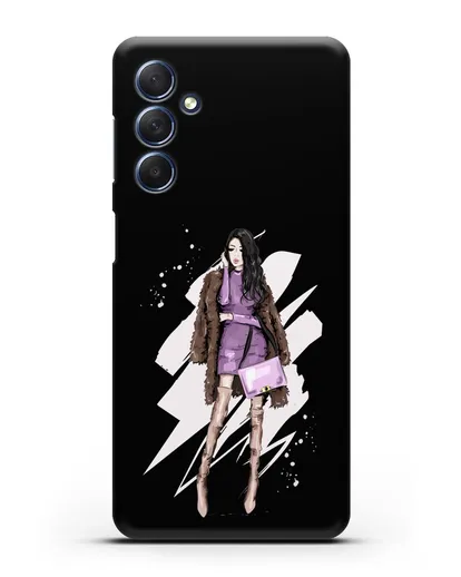 Чехол Девушка брюнетка в шубе силиконовый для Samsung Galaxy M54 [SM-M546]