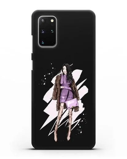 Чехол Девушка брюнетка в шубе силиконовый для Samsung Galaxy S20 Plus [SM-G985F]