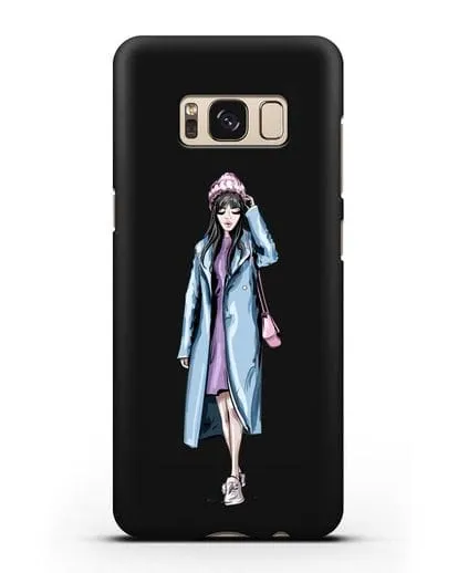 Чехол Девушка брюнетка в голубом пальто силиконовый для Samsung Galaxy S8 Plus [SM-G955F]