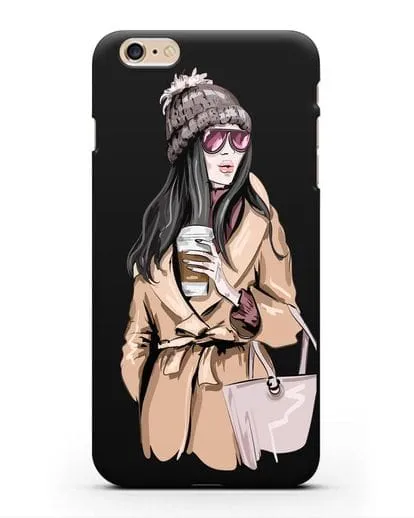 Чехол Девушка брюнетка в пальто и кофе в руках силиконовый для iPhone 6s Plus