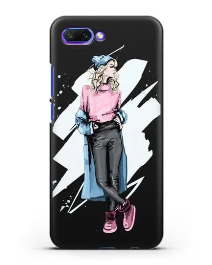 Чехол Девушка блондинка в уггах и пальто силиконовый для Honor 10